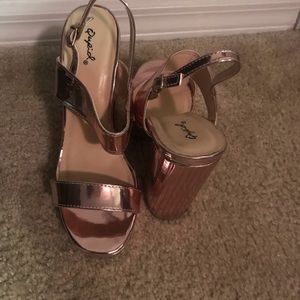 Rose Gold Heeled Sandals